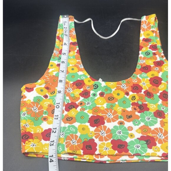 ZARA Women’s Colorful Retro Floral Cropped Top Bralette Sports Bra Sz L NEW - Picture 5 of 9